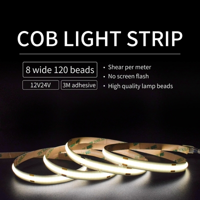 Niedrigspannung 4500k Cob LED-Streifenlicht Ultraschmal Flexibel 12V 24V Ra90